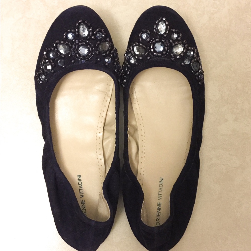 Adrienne Vittadini Navy Suede Flats